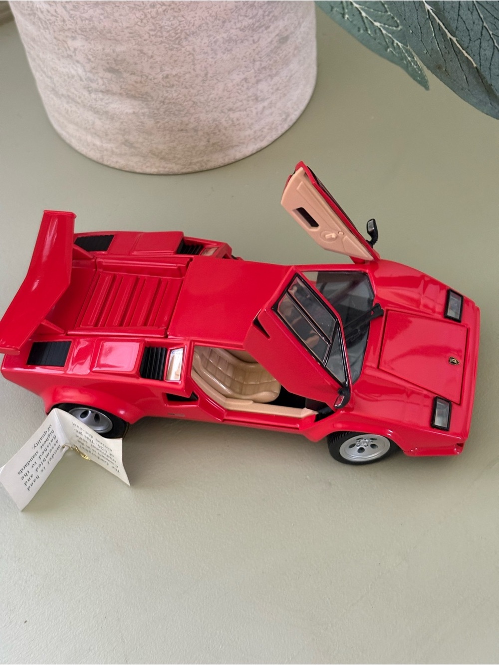 Franklin Mint Red Gullwing Sports Car Model with Tan Interior